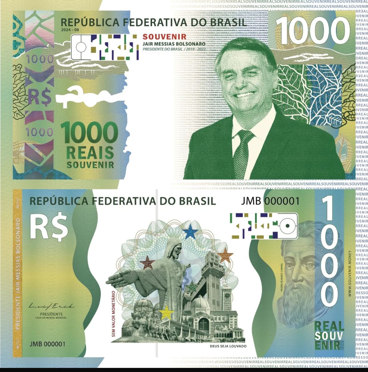 Cédula Souvenir Presidente Bolsonaro — frente